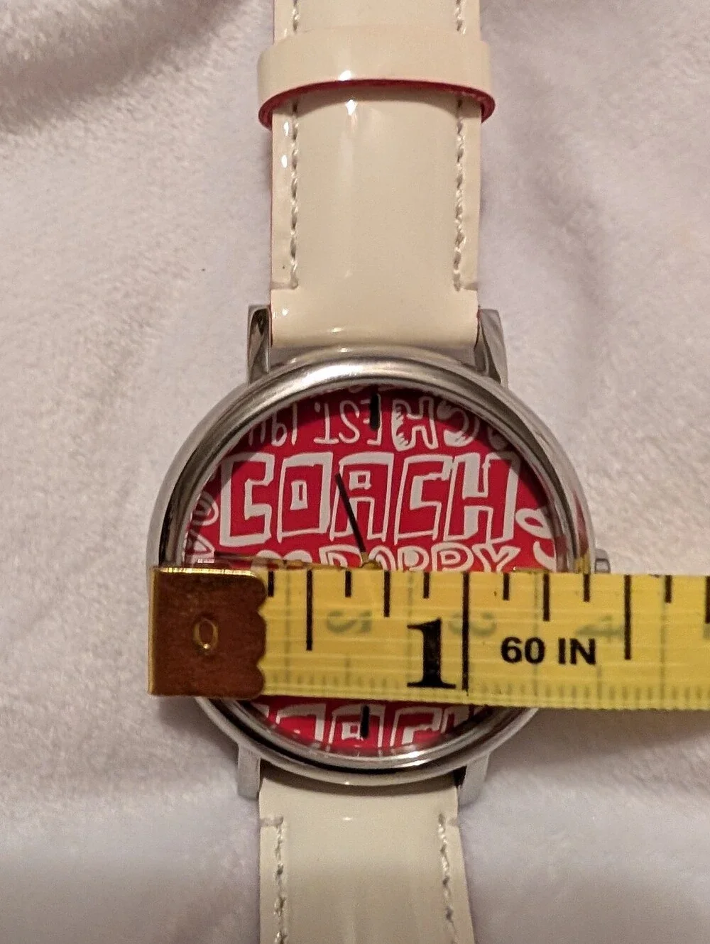 Coach Poppy Watch Graffiti Print Patent Band Red White VGUC